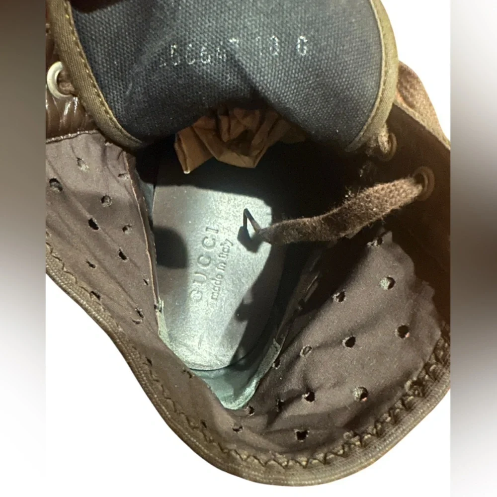 Gucci Men's Tan and Brown High-Top Sneakers size 10G